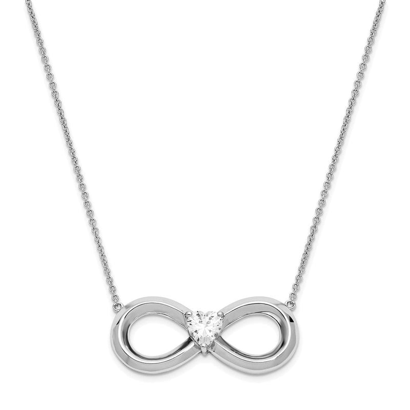 Sterlingsilber Sentimental Expressions Rhodiniert Zirkonia Antikisiert für Immer 19 Zoll. Halskette