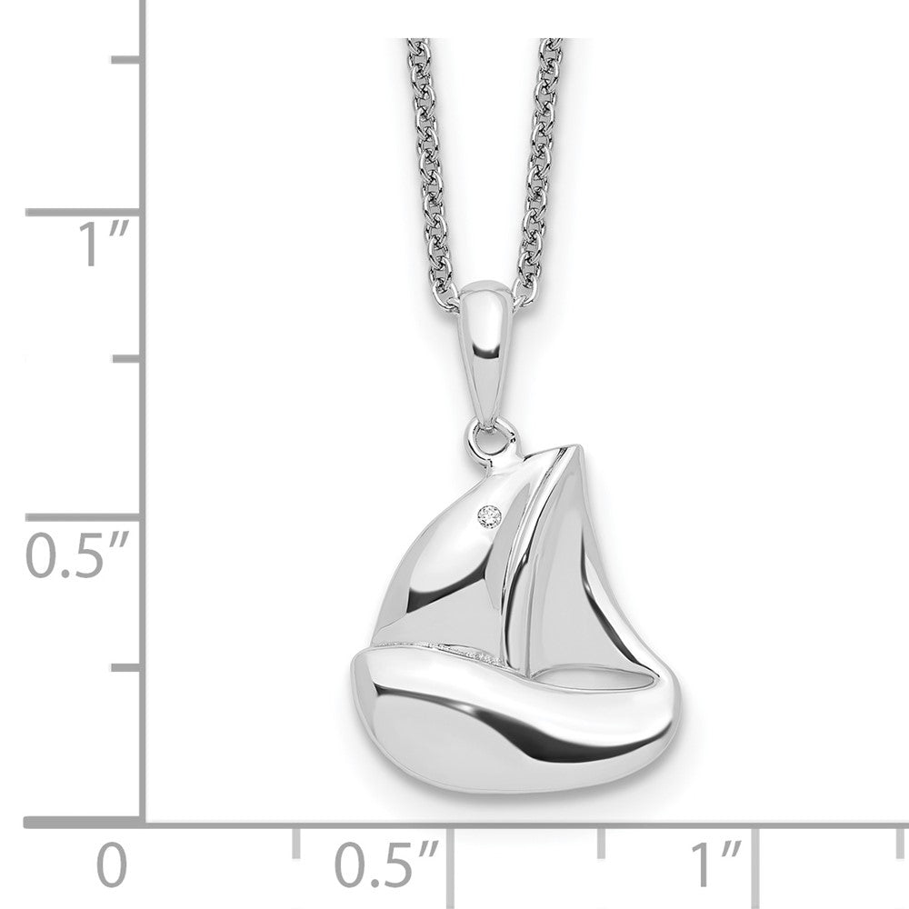 Sterlingsilber Sentimental Expressions Rhodiniert Zirkonia Explore Your World 14 Zoll. Halskette mit 2 Zoll. Verlängerung
