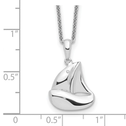 Sterlingsilber Sentimental Expressions Rhodiniert Zirkonia Explore Your World 14 Zoll. Halskette mit 2 Zoll. Verlängerung