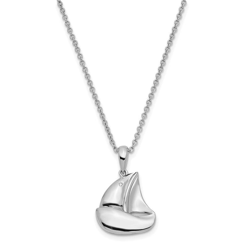 Sterlingsilber Sentimental Expressions Rhodiniert Zirkonia Explore Your World 14 Zoll. Halskette mit 2 Zoll. Verlängerung