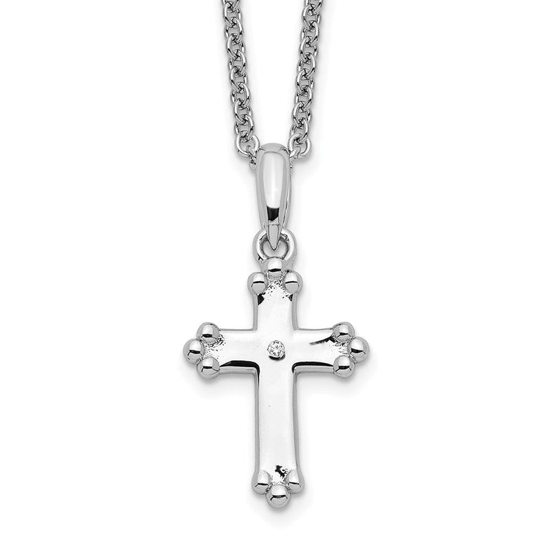 Sterlingsilber Sentimental Expressions Rhodiniert Zirkonia Glaube Big 14 Zoll. Halskette mit 2 Zoll. Verlängerung
