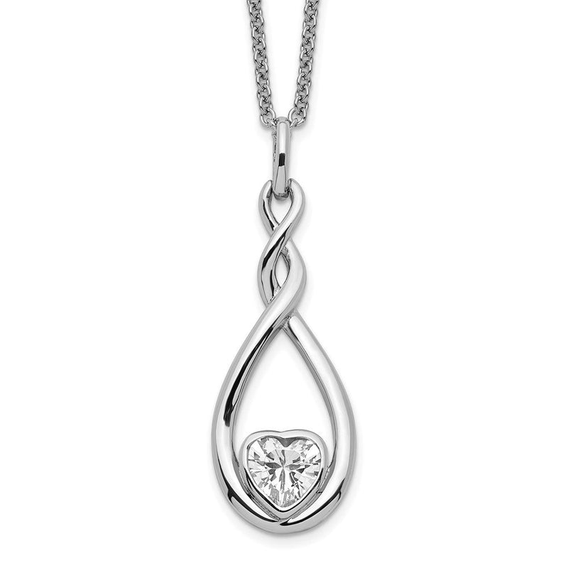 Sterlingsilber Sentimental Expressions Rhodiniert Zirkonia Liebe You für Immer 18 Zoll. Halskette