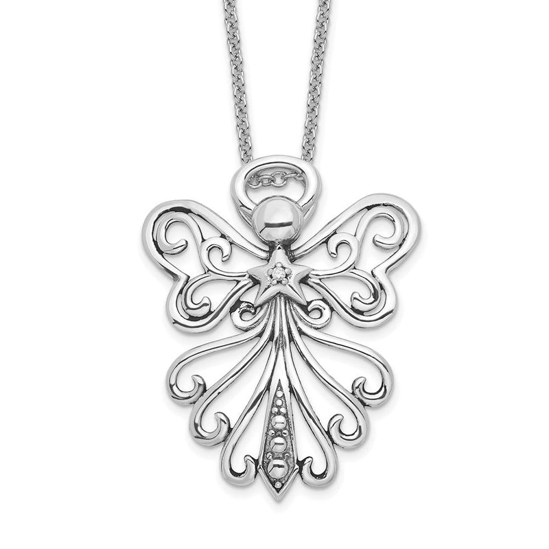 Sterlingsilber Sentimental Expressions Rhodiniert Zirkonia Antikisiert Engel, Heavenly Engel 18 Zoll Halskette