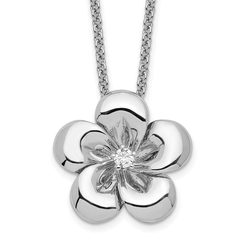 Sterlingsilber Sentimental Expressions Rhodiniert Zirkonia Be A Blessing 14 Zoll. Halskette mit 2 Zoll. Verlängerung