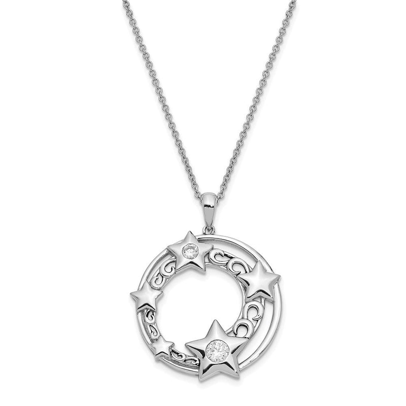 Sterlingsilber Sentimental Expressions Rhodiniert Zirkonia Antikisiert Once in A Lifetime 18 Zoll. Halskette