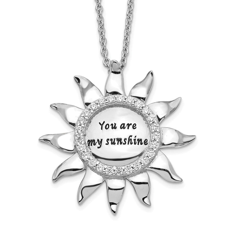 Sterlingsilber Sentimental Expressions Rhodiniert Zirkonia Antikisiert You Are My Sunshine 18 Zoll. Halskette
