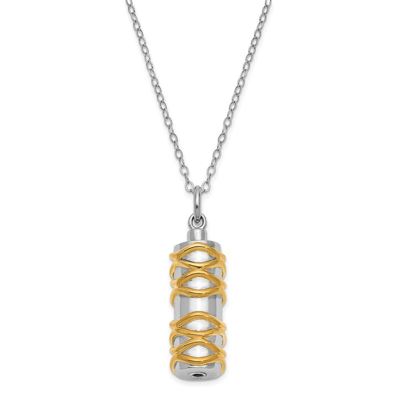 Sterlingsilber Sentimental Expressions Rhodiniert Cylinder Goldfarben Akzente Ash Halter 18 Zoll Halskette
