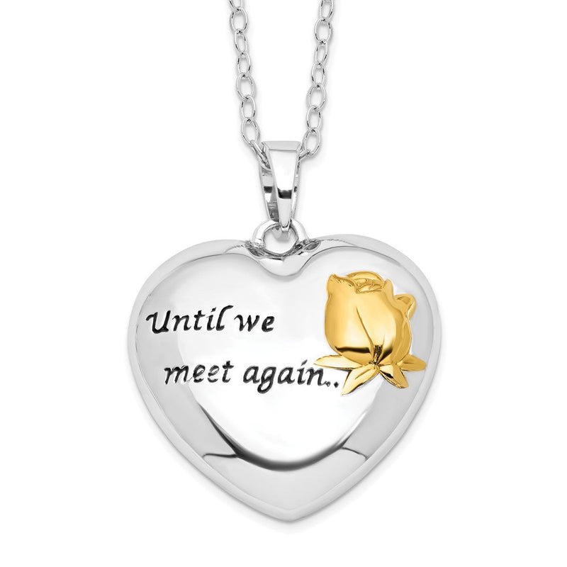 Sterlingsilber Sentimental Expressions Rhodiniert Antikisiert Goldfarben Akzente Until We Meet Again Herz Ash Halter 18 Zoll Halskette