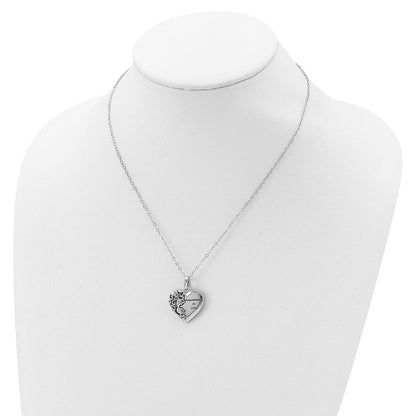 Sterlingsilber Sentimental Expressions Rhodiniert Antikisiert Remembered in Liebe Herz 18 Zoll Halskette