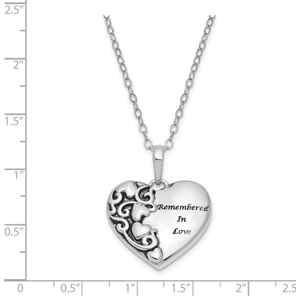 Sterlingsilber Sentimental Expressions Rhodiniert Antikisiert Remembered in Liebe Herz 18 Zoll Halskette