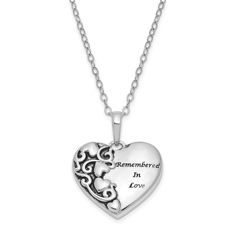 Sterlingsilber Sentimental Expressions Rhodiniert Antikisiert Remembered in Liebe Herz 18 Zoll Halskette