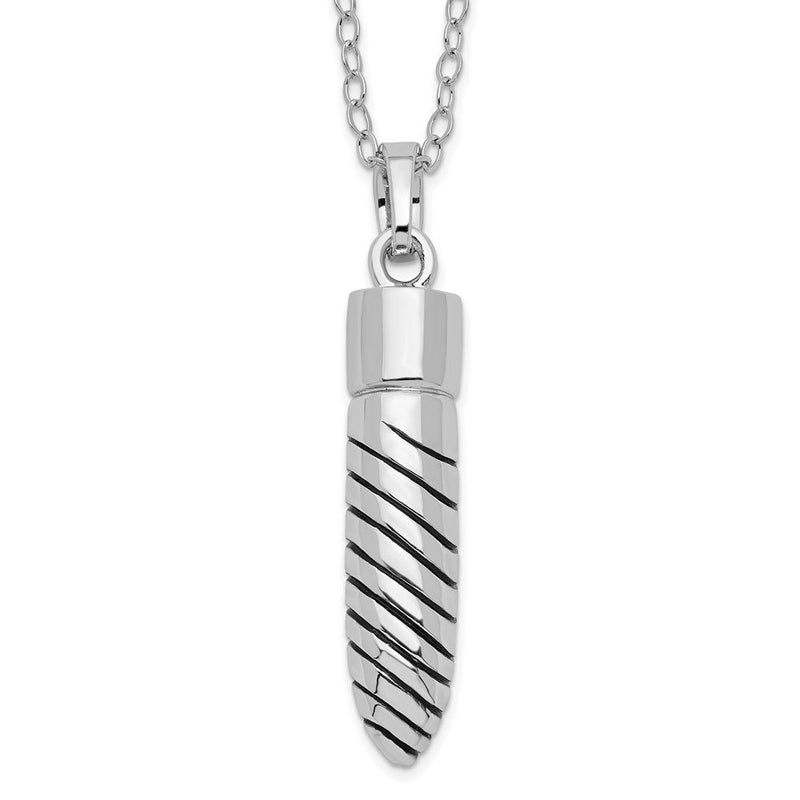 Sterlingsilber Sentimental Expressions Rhodiniert Antikisiert Lined Bullet Ash Halter 18 Zoll Halskette