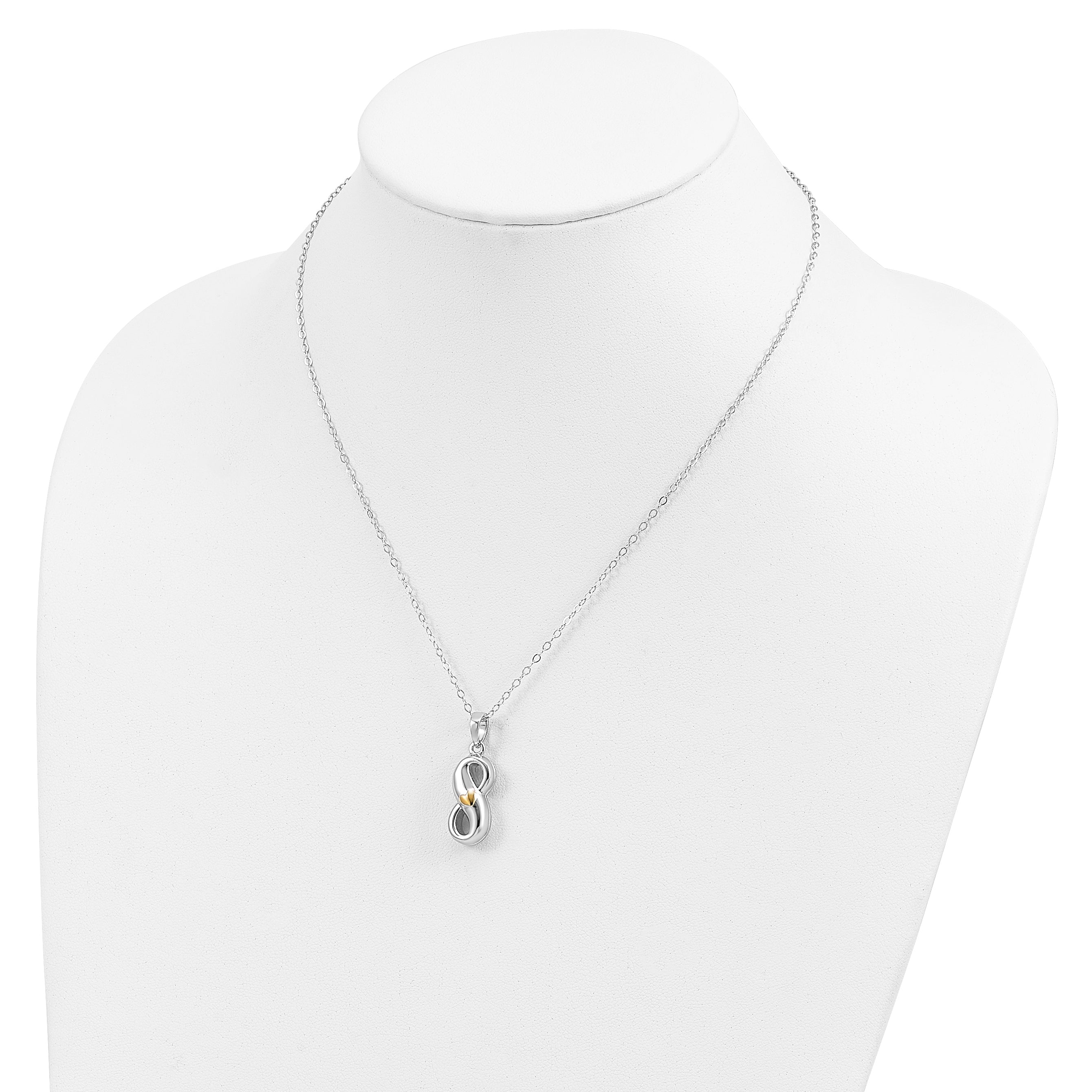 Sterlingsilber Sentimental Expressions Rhodiniert Goldfarben Herz Akzente Infinite Liebe Ash Halter 18 Zoll Halskette