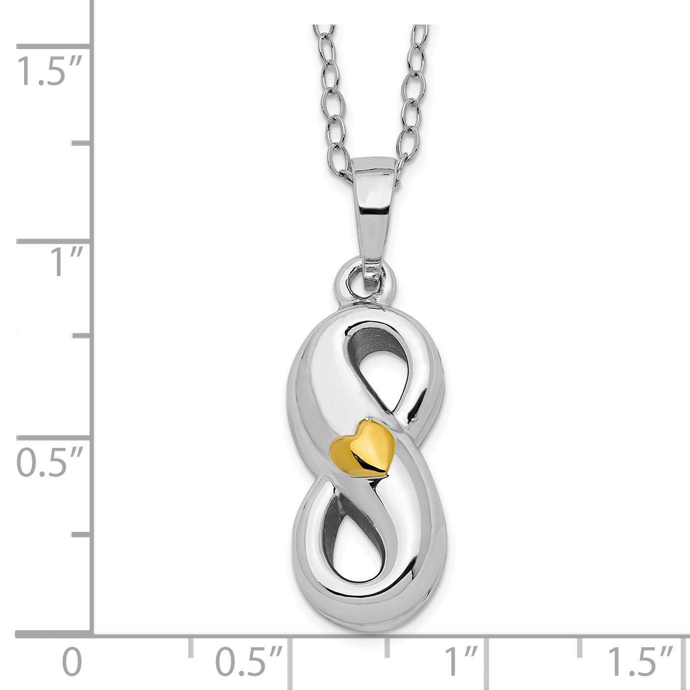Sterlingsilber Sentimental Expressions Rhodiniert Goldfarben Herz Akzente Infinite Liebe Ash Halter 18 Zoll Halskette