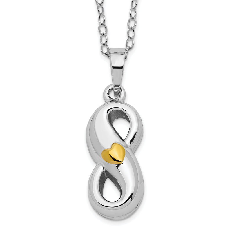 Sterlingsilber Sentimental Expressions Rhodiniert Goldfarben Herz Akzente Infinite Liebe Ash Halter 18 Zoll Halskette