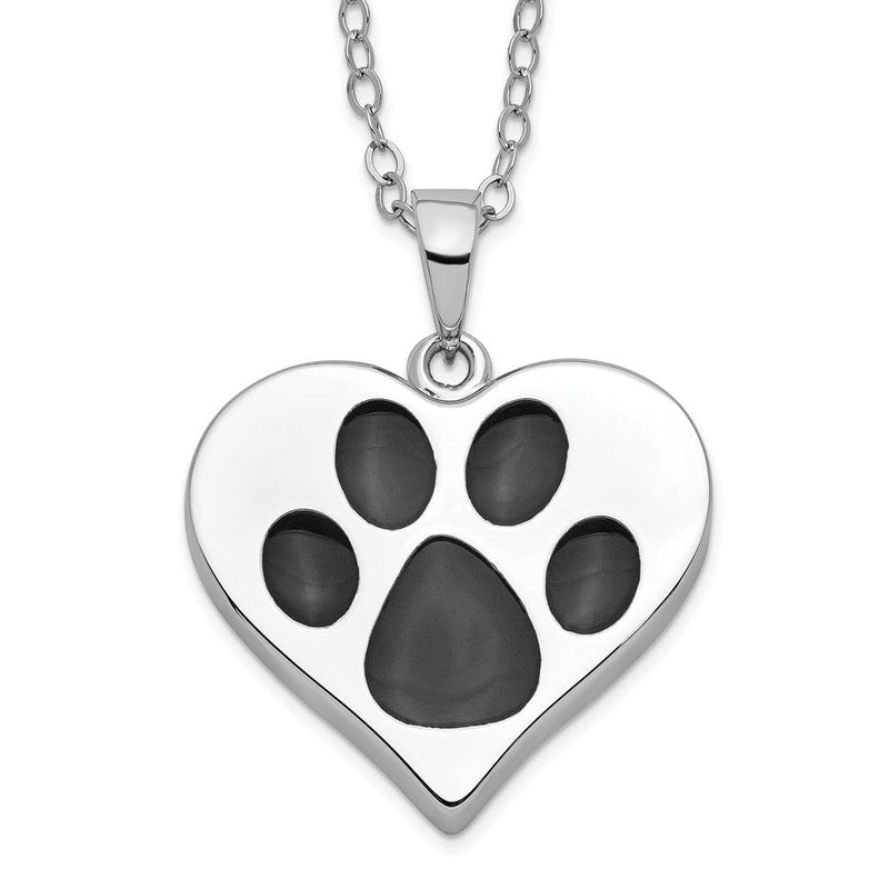 Sterlingsilber Sentimental Expressions Rhodiniert Antikisiert Schwarz Paw in Herz Ash Halter 18 Zoll Halskette