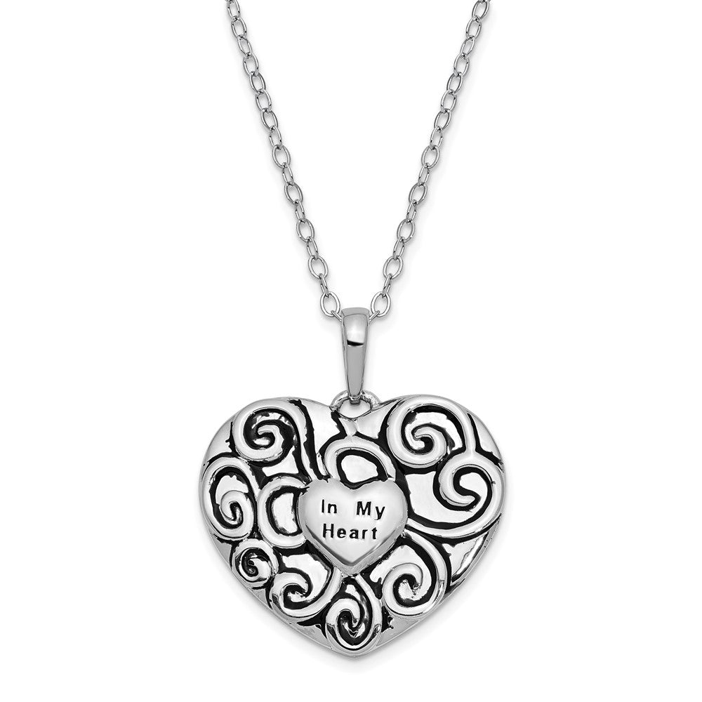 Sterlingsilber Sentimental Expressions Rhodiniert Antikisiert in My Herz 18 Zoll Halskette