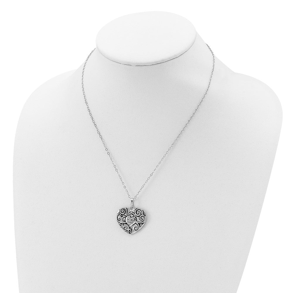 Sterlingsilber Sentimental Expressions Rhodiniert Antikisiert in My Herz 18 Zoll Halskette