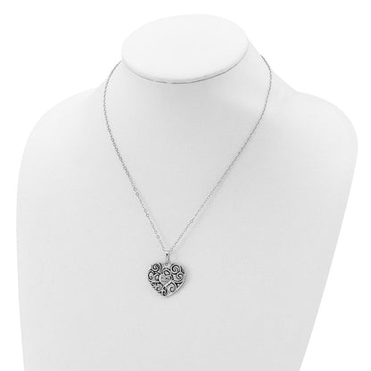 Sterlingsilber Sentimental Expressions Rhodiniert Antikisiert in My Herz 18 Zoll Halskette