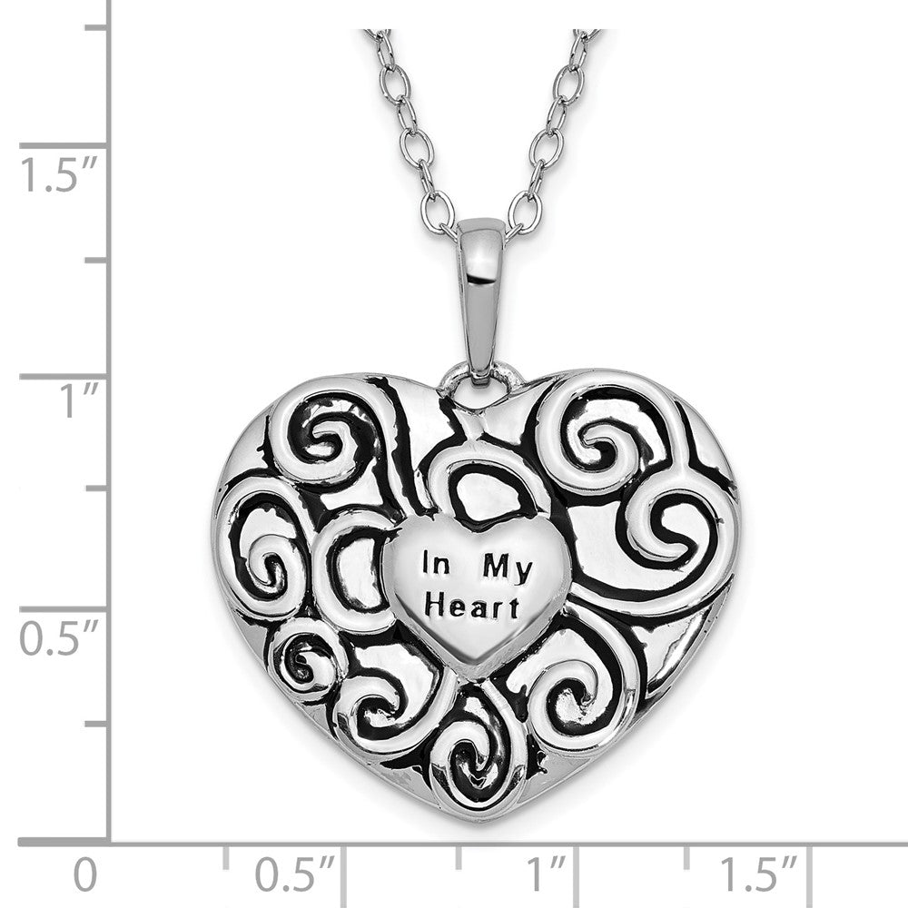 Sterlingsilber Sentimental Expressions Rhodiniert Antikisiert in My Herz 18 Zoll Halskette