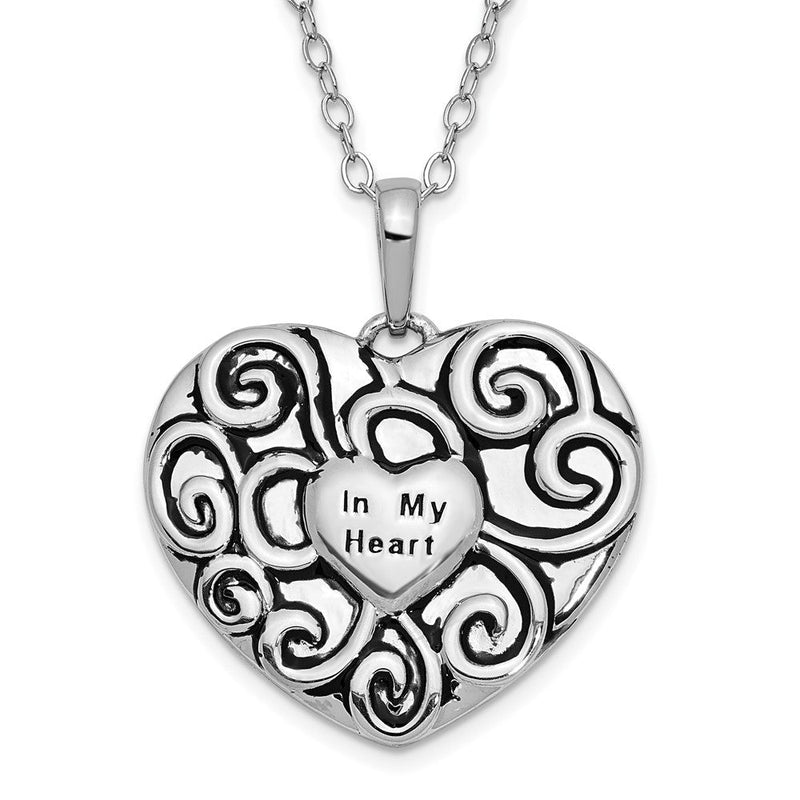 Sterlingsilber Sentimental Expressions Rhodiniert Antikisiert in My Herz 18 Zoll Halskette