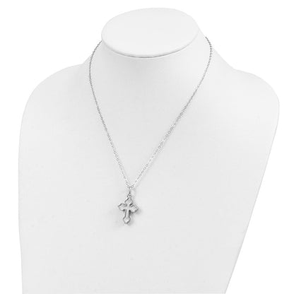 Sterlingsilber Sentimental Expressions Rhodiniert Matted Kreuz Ash Halter 18 Zoll Halskette