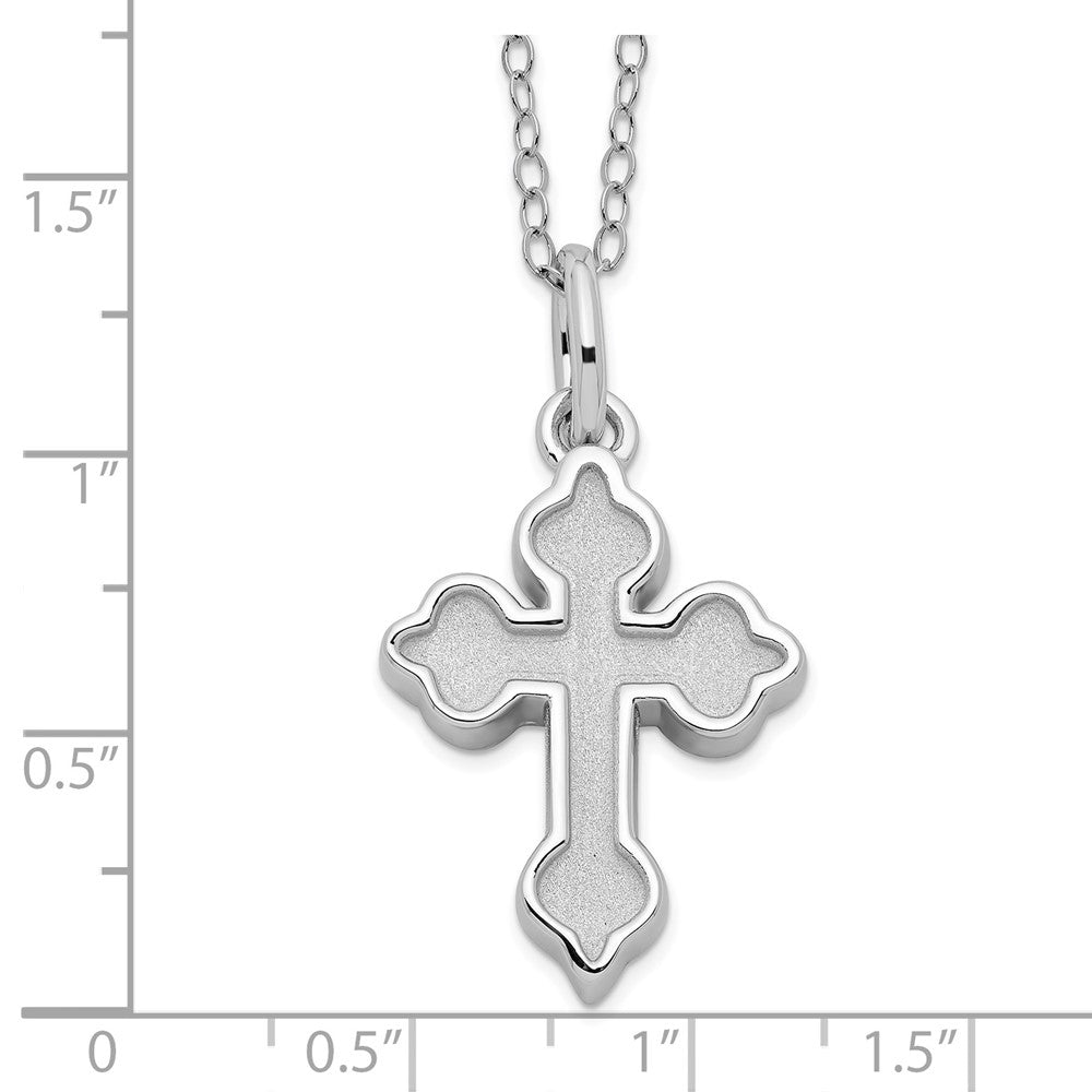 Sterlingsilber Sentimental Expressions Rhodiniert Matted Kreuz Ash Halter 18 Zoll Halskette