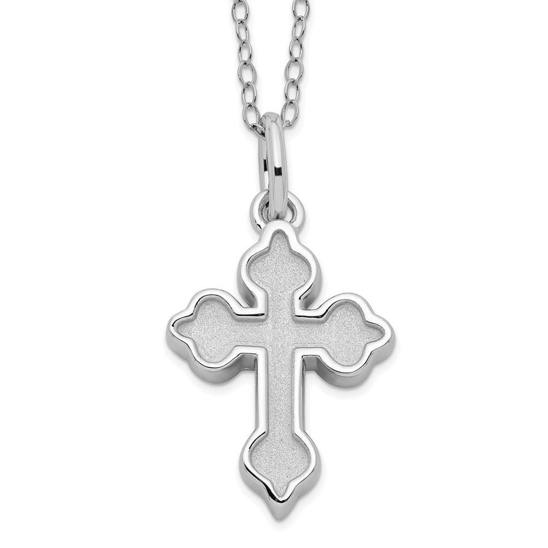 Sterlingsilber Sentimental Expressions Rhodiniert Matted Kreuz Ash Halter 18 Zoll Halskette