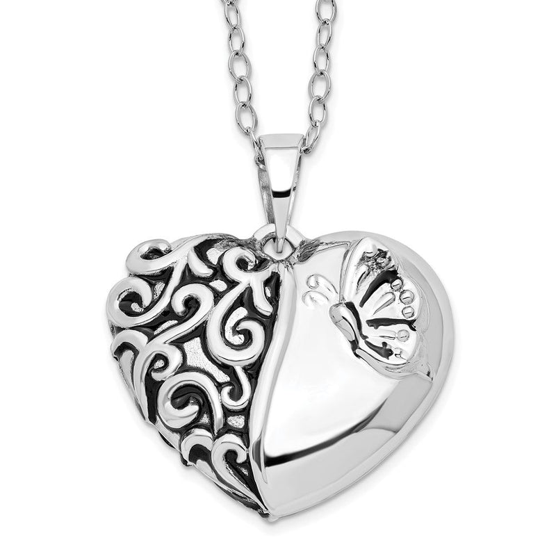 Sterlingsilber Sentimental Expressions Rhodiniert Antikisiert Ein More Day Herz Form mit Schmetterling Ash Halter 18 Zoll Halskette