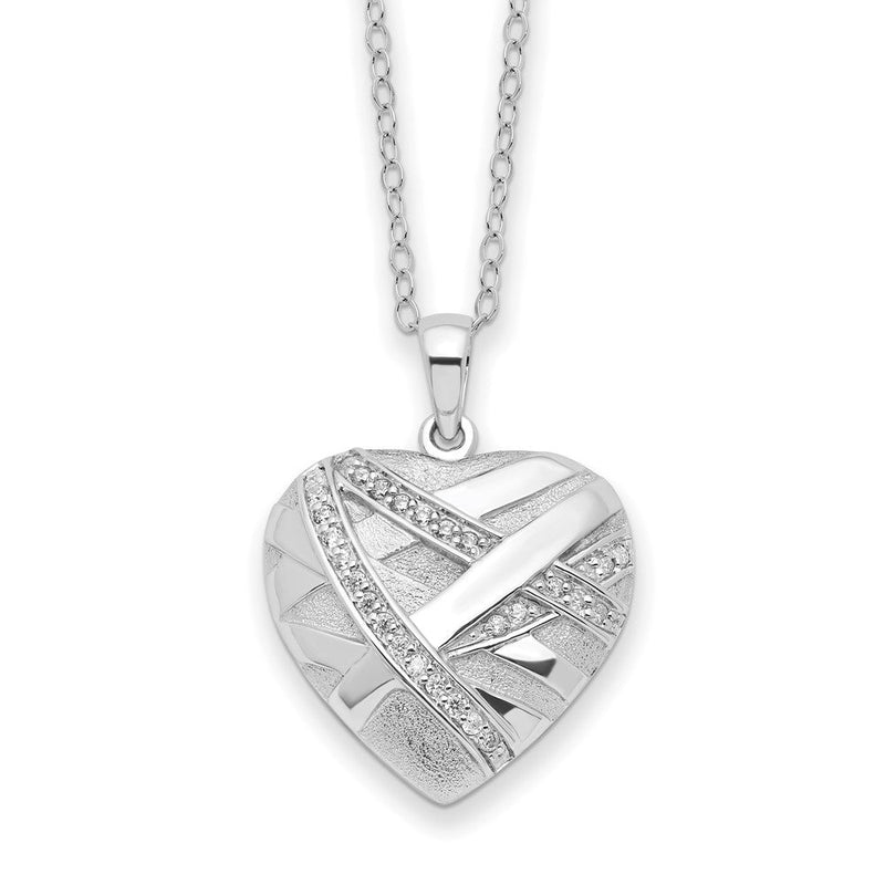 Sterlingsilber Sentimental Expressions Zirkonia Bandaged Herz Ash Halter 18 Zoll Halskette