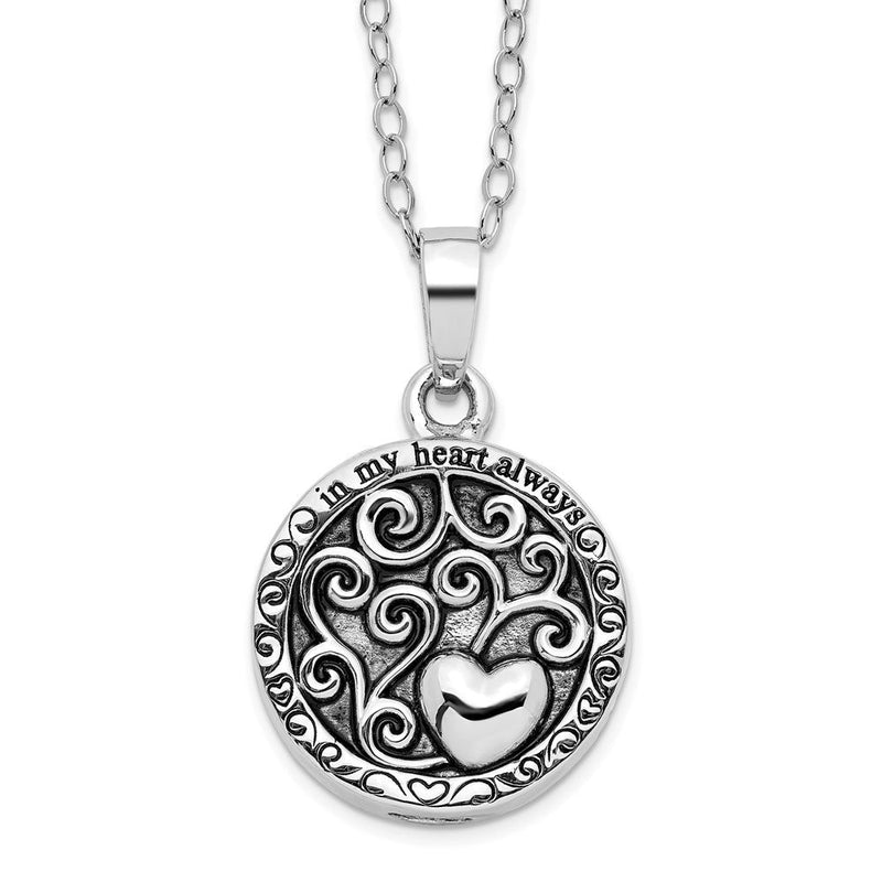 Sterlingsilber Sentimental Expressions Antikisiert in My Herz Ash Halter 18 Zoll Halskette