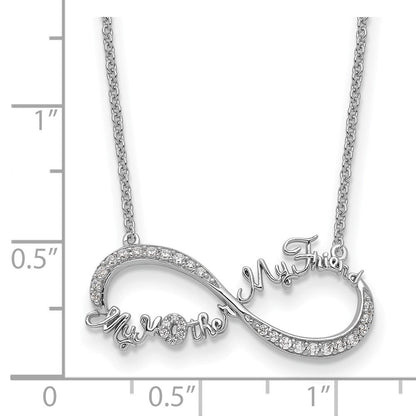 Sterlingsilber Sentimental Expressions Rhodiniert Zirkonia My Mutter Freund 18 Zoll Halskette