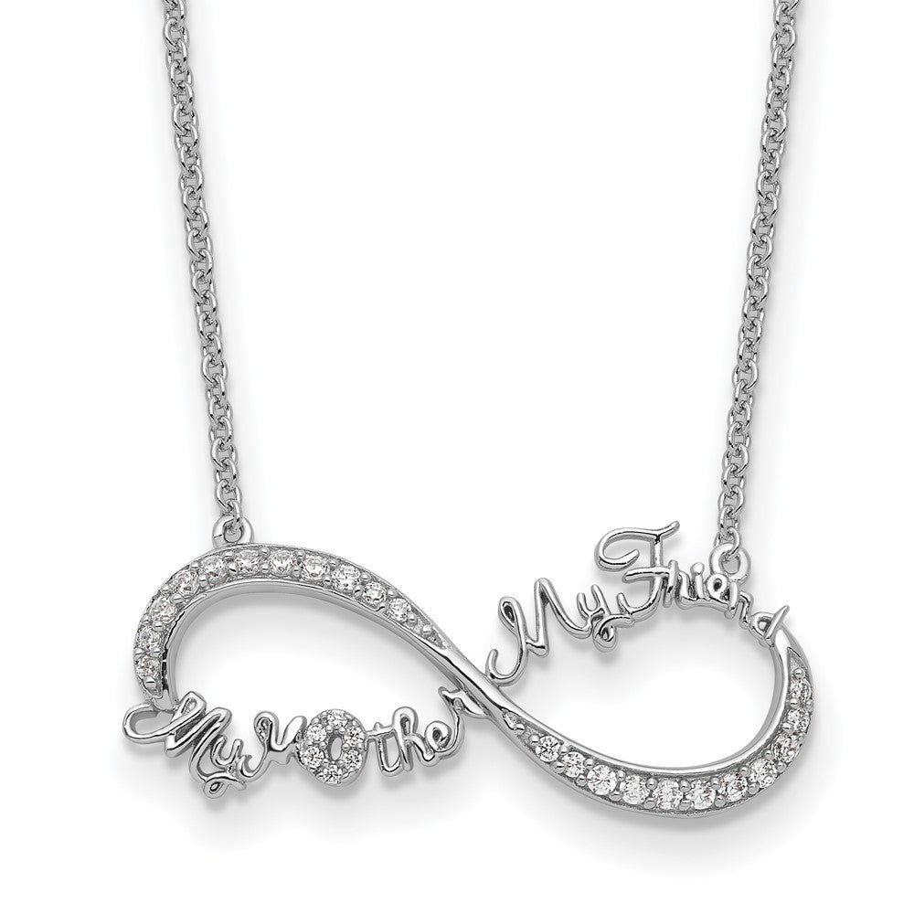 Sterlingsilber Sentimental Expressions Rhodiniert Zirkonia My Mutter Freund 18 Zoll Halskette