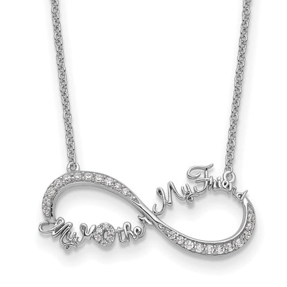 Sterlingsilber Sentimental Expressions Rhodiniert Zirkonia My Mutter Freund 18 Zoll Halskette