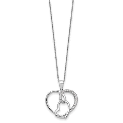 Sterlingsilber Sentimental Expressions Rhodiniert Zirkonia Zusammen in Liebe 18 Zoll Halskette