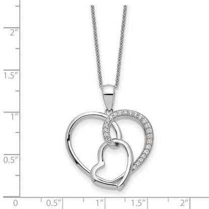 Sterlingsilber Sentimental Expressions Rhodiniert Zirkonia Zusammen in Liebe 18 Zoll Halskette