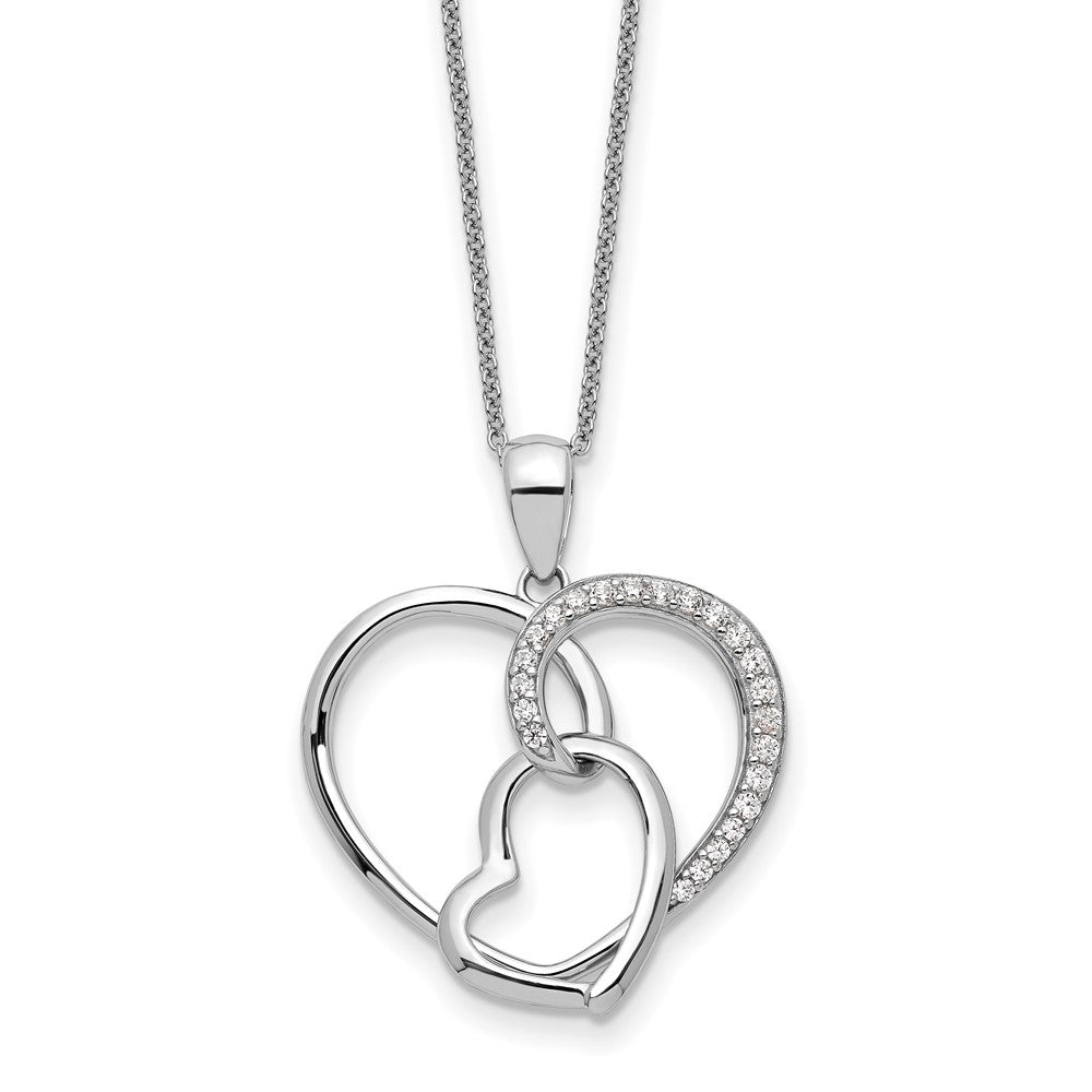 Sterlingsilber Sentimental Expressions Rhodiniert Zirkonia Zusammen in Liebe 18 Zoll Halskette