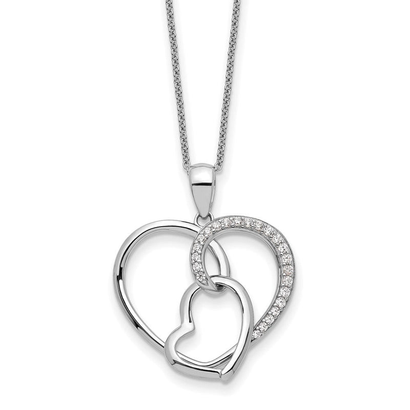 Sterlingsilber Sentimental Expressions Rhodiniert Zirkonia Zusammen in Liebe 18 Zoll Halskette