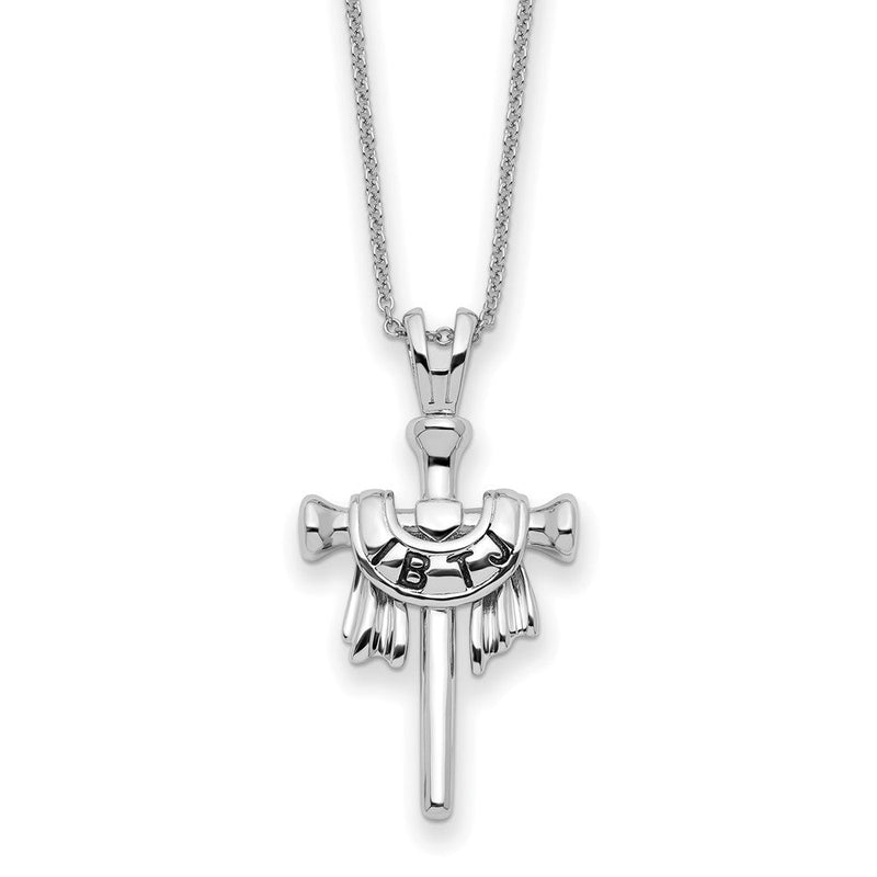 Sterlingsilber Antikisiert Ibtj (i Belong To Jesus) Kreuz 22 Zoll mit Sentiment Halskette