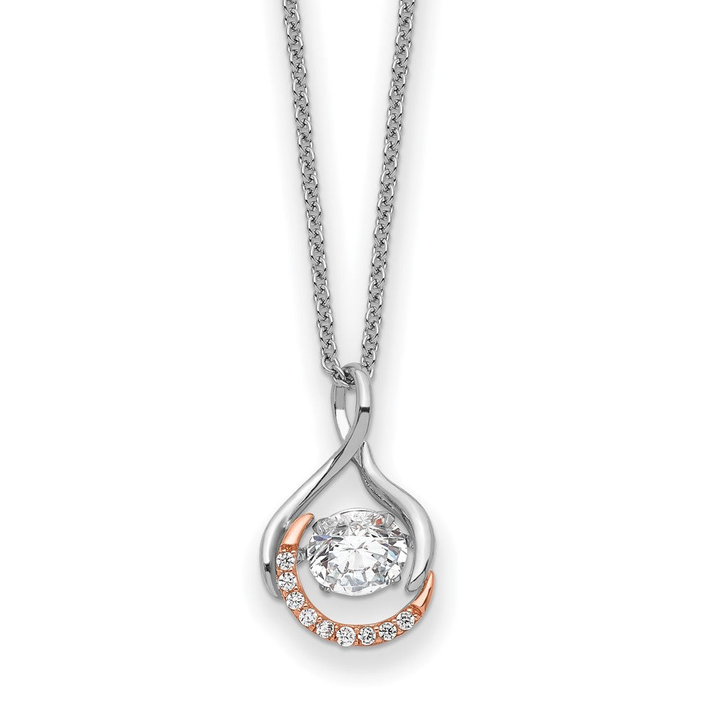 Sterlingsilber Sentimental Expressions Roséfarben Ss und Lebhaft Zirkonia Warm Embrace 18 Zoll Halskette