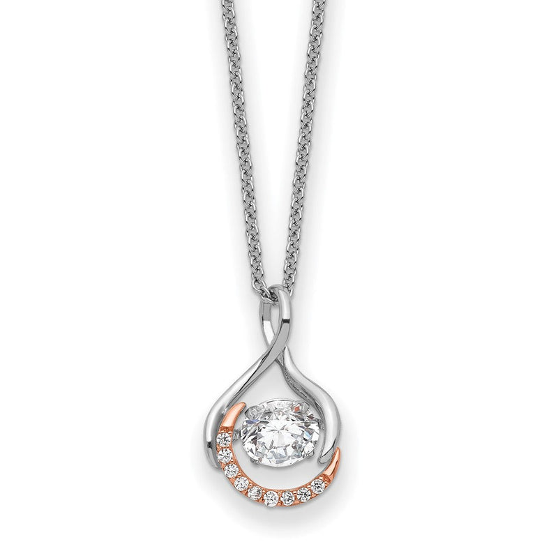 Sterlingsilber Sentimental Expressions Roséfarben Ss und Lebhaft Zirkonia Warm Embrace 18 Zoll Halskette