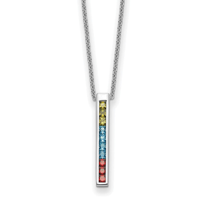 Sterlingsilber Sentimental Expressions Rhodiniert Mehrfarbig Zirkonia Farbe Me Happy 18 Zoll Halskette