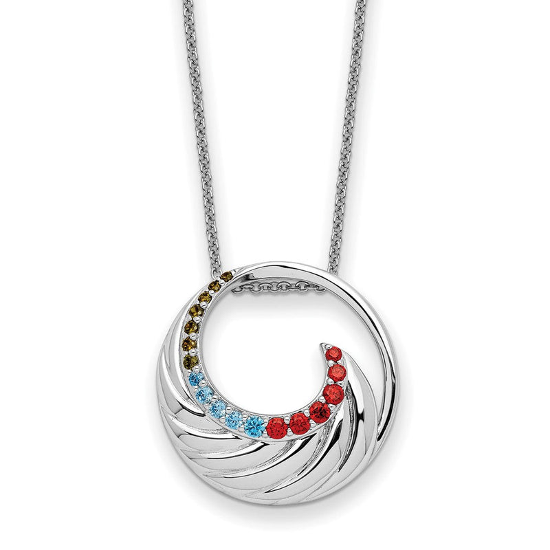 Sterlingsilber Sentimental Expressions Rhodiniert Mehrfarbig Zirkonia Farbe Me Happy Kreis 18 Zoll Halskette