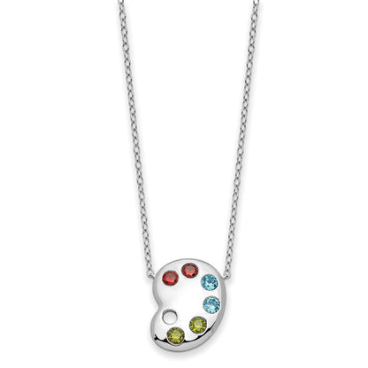 Sterlingsilber Sentimental Expressions Rhodiniert Mehrfarbig Zirkonia Farbe Me Happy Pallet 18 Zoll Halskette