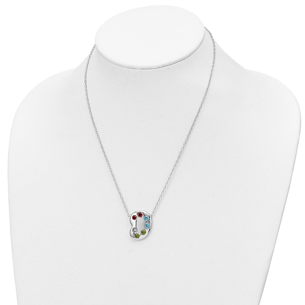 Sterlingsilber Sentimental Expressions Rhodiniert Mehrfarbig Zirkonia Farbe Me Happy Pallet 18 Zoll Halskette
