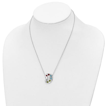 Sterlingsilber Sentimental Expressions Rhodiniert Mehrfarbig Zirkonia Farbe Me Happy Pallet 18 Zoll Halskette