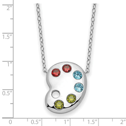 Sterlingsilber Sentimental Expressions Rhodiniert Mehrfarbig Zirkonia Farbe Me Happy Pallet 18 Zoll Halskette