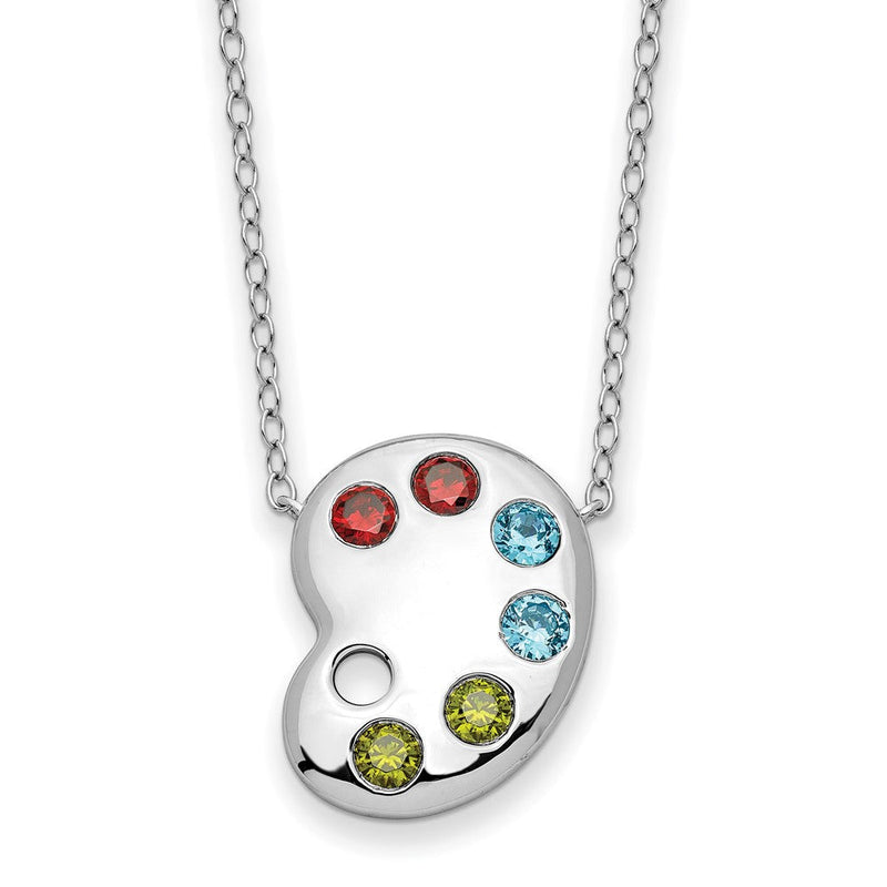 Sterlingsilber Sentimental Expressions Rhodiniert Mehrfarbig Zirkonia Farbe Me Happy Pallet 18 Zoll Halskette