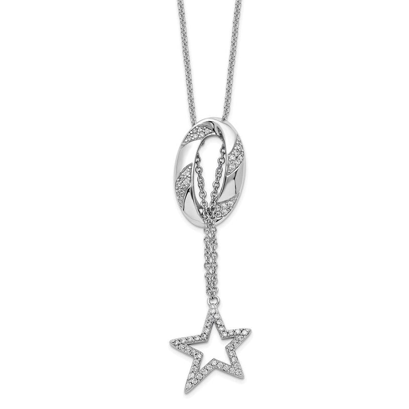 Sterlingsilber Sentimental Expressions Rhodiniert Zirkonia Catch A Falling Stern 18 Zoll Halskette