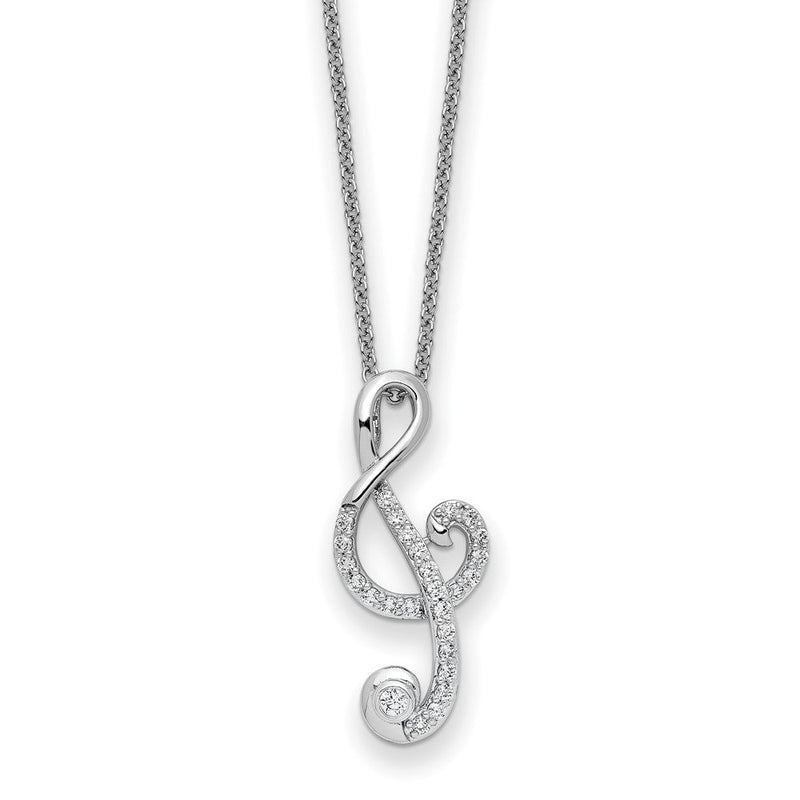 Sterlingsilber Sentimental Expressions Rhodiniert Zirkonia Musik 18 Zoll Halskette